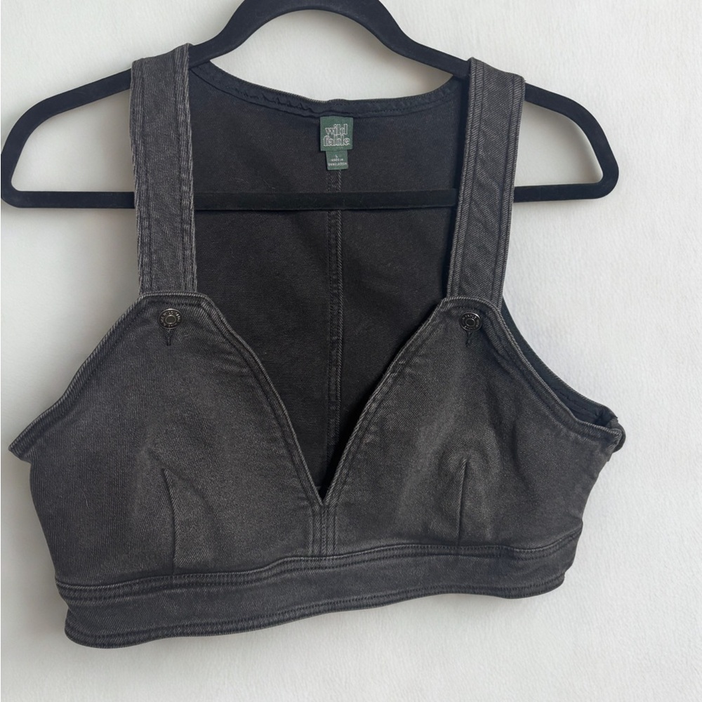 Women's Gray Denim Crop Top NWT